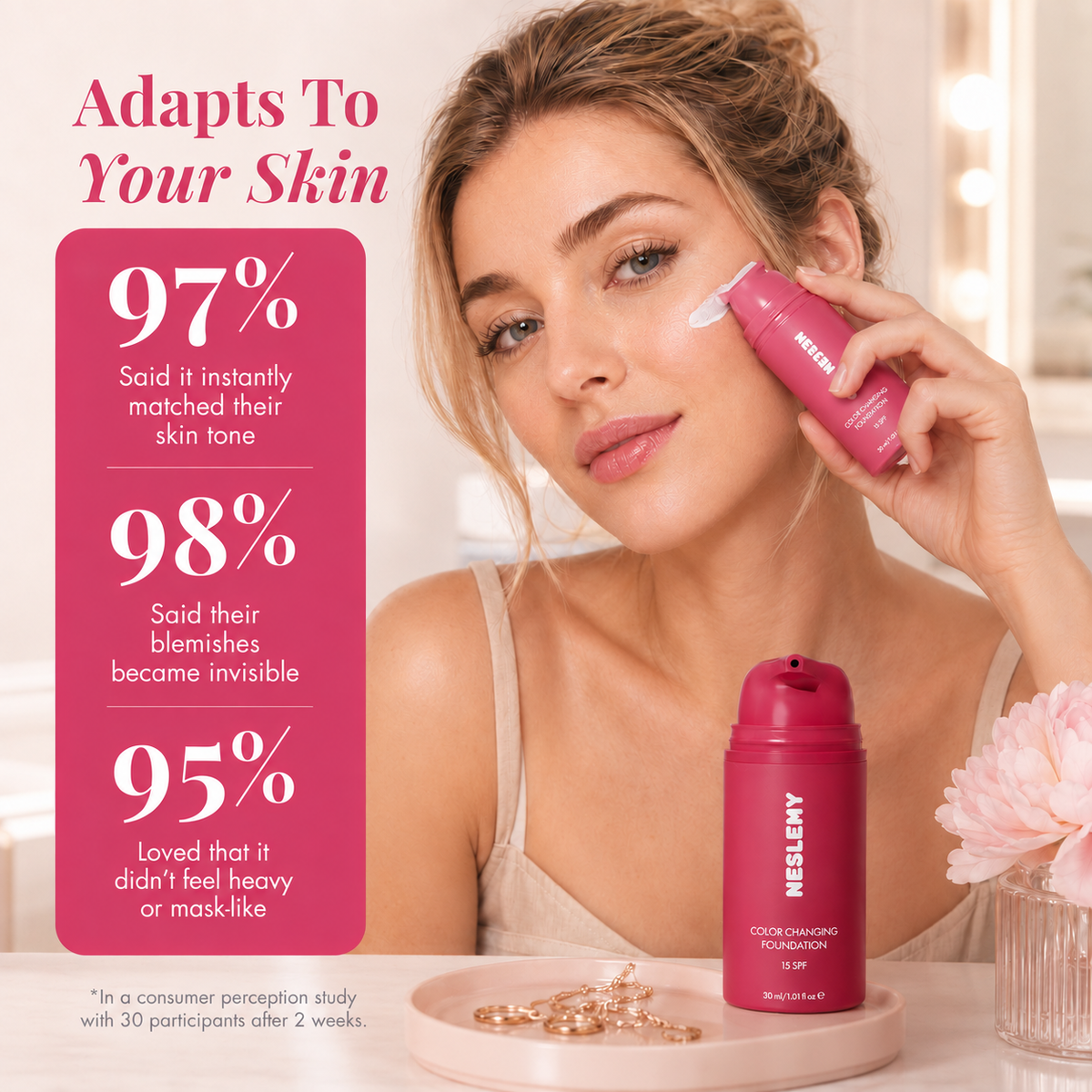 NESLEMY™ Adaptive Glow Foundation – A Monthly Ritual for Fresh-Looking Skin